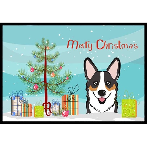Carolines Treasures BB1627MAT Christmas Tree & Tricolor Corgi Indoor or Outdoor Mat; 18 x 27 BB1627MAT - main